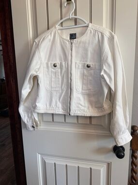 White Zip-Front Utility Jacket